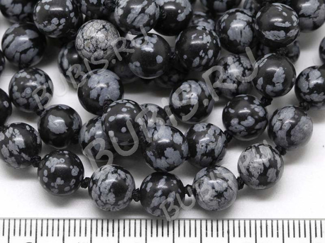 Бусина округлая 8мм Обсидиан снежный (камни)(НИТЬ)