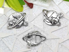 Подвеска Земля 01 двусторонняя Вокруг Света 20*18*3,7мм античное серебро (литьё)