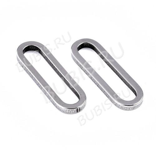 Колечко овальное стальное неразъемное плоское 20*6мм цвет платины (Хирургическая сталь)