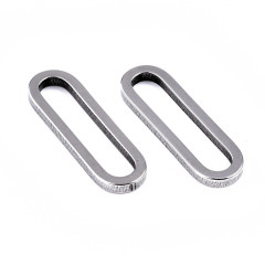 Колечко овальное стальное неразъемное плоское 20*6мм цвет платины (Хирургическая сталь)