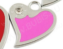 Подвеска Сердечко 28 со стразом 22*20*2мм яр.розовое (цветные подвески)