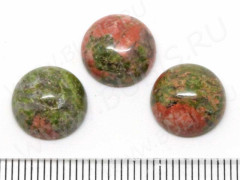 Кабошон каменный 070 Круг 12*12*5мм Унакит (камни)