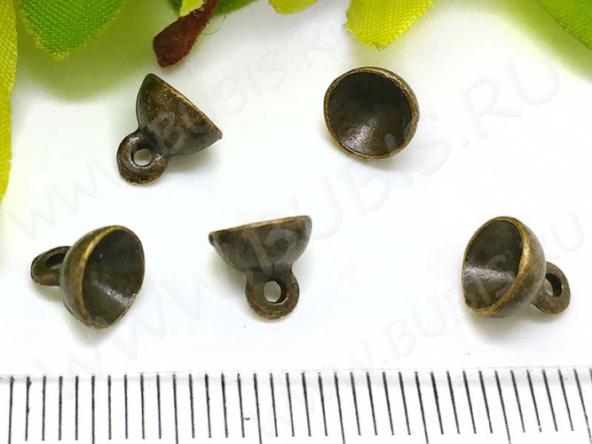 (СКИДКИ!!!) Концевик 047 шапочка подвеска 6,5*6,5*6,5мм античная бронза (литьё) (10шт)