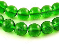 Бусина округлая 6мм зелёная прозрачная (стекло) (10шт.)