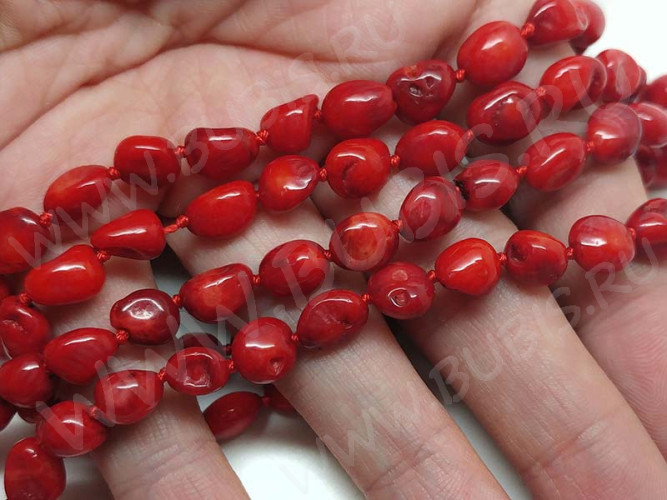 Бусина каменная Бесформенная 11 6-9*5-7мм Коралл красный натуральный (камни) (10шт.)