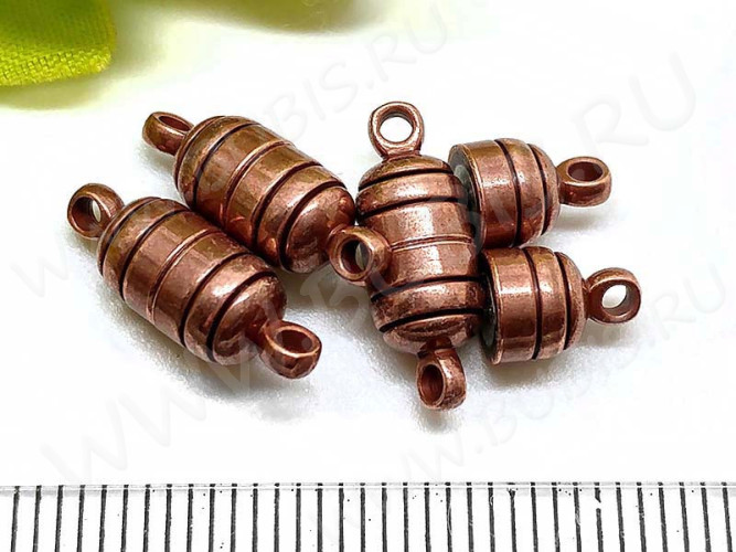 Магнитный замочек №10 с петельками 15*5,5*5,5мм античная медь (Brass)