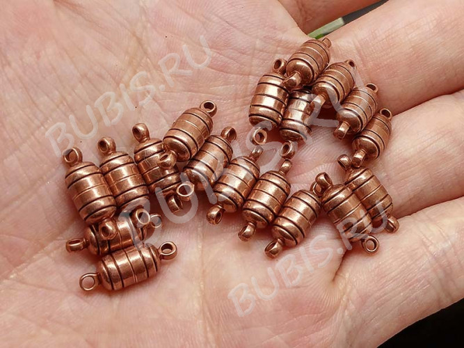 Магнитный замочек №10 с петельками 15*5,5*5,5мм античная медь (Brass)