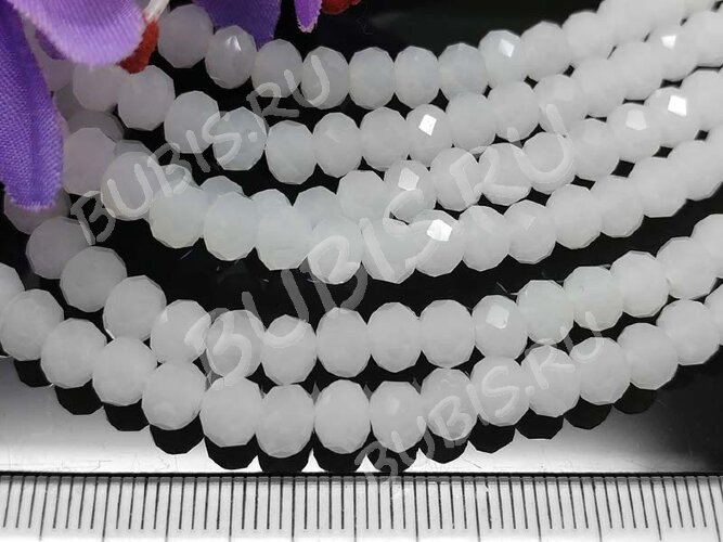 (ОПТ) Бусина Абакус гранёный 6*6*4,5мм Хрусталь белый полупрозрачный (имитация Сваровски) (100шт.)