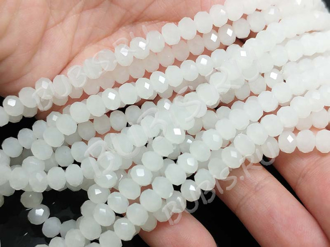 (ОПТ) Бусина Абакус гранёный 6*6*4,5мм Хрусталь белый полупрозрачный (имитация Сваровски) (100шт.)