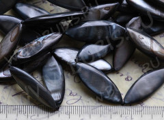 Бусина каменная Овал 14 вытянутый 20*10,5*5мм Перламутр чёрный (камни)