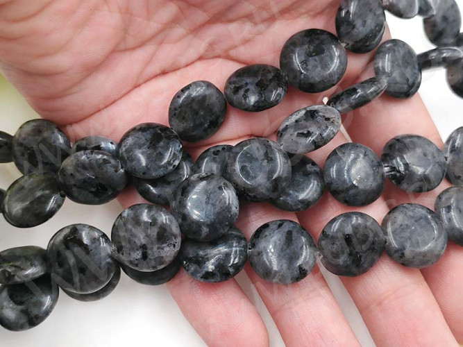 Бусина каменная Круг 34 15*15*5,5мм Ларвикит (Лабрадорит Норвежский) (камни)