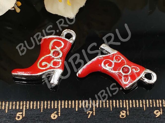 Подвеска Сапог 05 3D со стразами 20,5*14,5*3,5мм красный (цветные подвески)