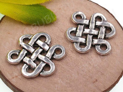 (СКИДКИ!!!) 303 Коннектор 3D Узел бесконечности 17*14*1,8мм античное серебро (литьё) (10шт.)