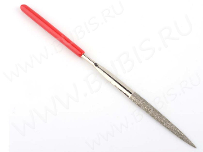 Надфиль (мелкий напильник) 01 округлый и плоский 14см с красными ручками  (инструменты для бижутерии)