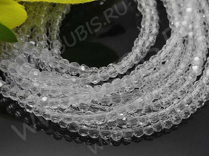 Бусина кристалл гранёный абакус 2,5*2,5*1,5мм чистый прозрачный (имитация Сваровски) (НИТЬ)