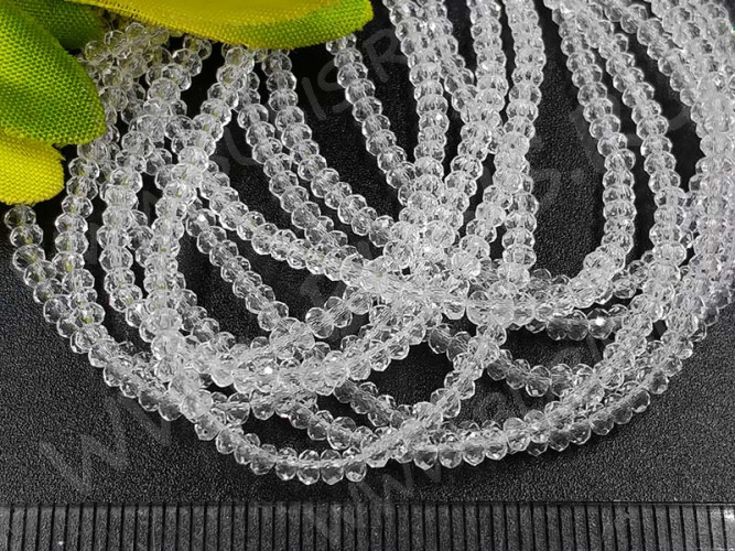 Бусина кристалл гранёный абакус 2,5*2,5*1,5мм чистый прозрачный (имитация Сваровски) (НИТЬ)