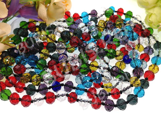 (ОПТ) Бусина кристалл Абакус гранёный 10*10*7,5мм МИКС цветов (имитация Сваровски) (НИТЬ)