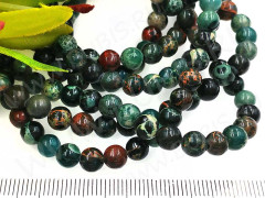 (ОПТ) Бусина округлая 6мм Хризоколла коричнево-зелёная натуральная (камни LUX) (НИТЬ)