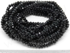 (ОПТ) Бусина кристалл гранёный абакус 4,3*4*3,5мм чёрный непрозрачный (имитация Сваровски) (5 НИТЕЙ)