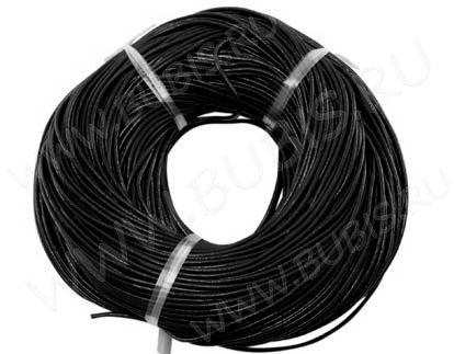 Шнур кожаный 12 воловья кожа округлый 1мм чёрный (1м)