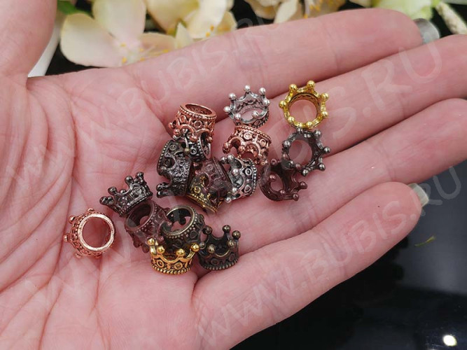 Бусина Корона 07 3D 11*11*6мм античное серебро (LUX Китай) (сплав)