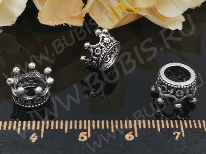 Бусина Корона 07 3D 11*11*6мм античное серебро (LUX Китай) (сплав)