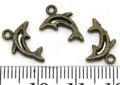 (СКИДКИ!!!) Подвеска Дельфинчик 02 двусторонняя 12,5*6*1,5мм античная бронза (литьё) (10шт.)