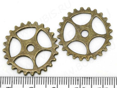 Шестерёнка 05 двусторонняя 25*24,5*1мм античная бронза (литьё) (Steampunk)