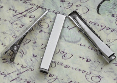 Основа (заготовка) для заколки №37-10 &quot;крокодильчик&quot; с зубчиками 56*8,5мм цвет платины (Iron) (10шт)