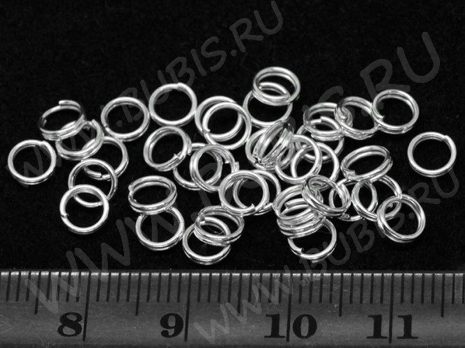 Колечки двойной крутки 5мм серебристые (Iron) (100шт)