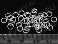 Колечки двойной крутки 5мм серебристые (Iron) (100шт)