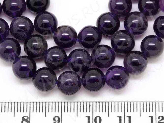 (ОПТ) Бусина округлая 8мм Аметист натуральный (камни) (НИТЬ)