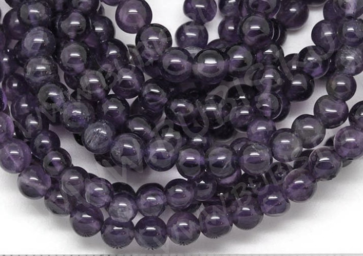 (ОПТ) Бусина округлая 8мм Аметист натуральный (камни) (НИТЬ)