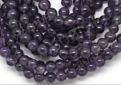 (ОПТ) Бусина округлая 8мм Аметист натуральный (камни) (НИТЬ)