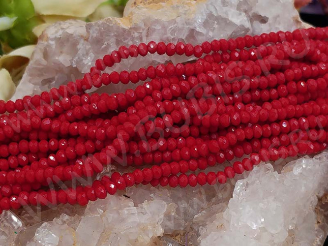 (СКИДКИ!!!) Бусина кристалл гранёный абакус 3*3*2мм т.красный непрозрачный (имитация Сваровски) (НИТЬ)