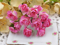 (СКИДКИ!!!) Цветок для декора 01 бумажный 70*10*10мм св.фуксия с белым (декор) (12шт.)