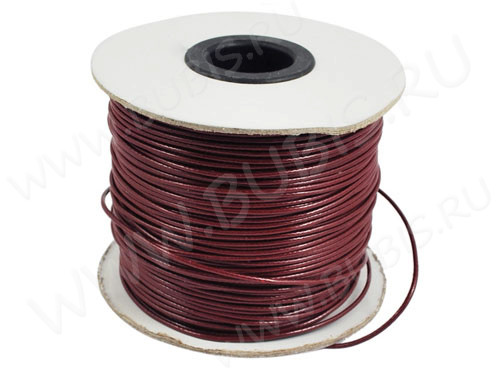 (ОПТ) Вощёный полиэстеровый шнур 02 "корейский" 1мм бордовый (80м)