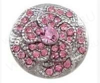 Сменная кнопка для бижутерии 083 Стразовый цветок 19мм розовый (литьё и стразы)
