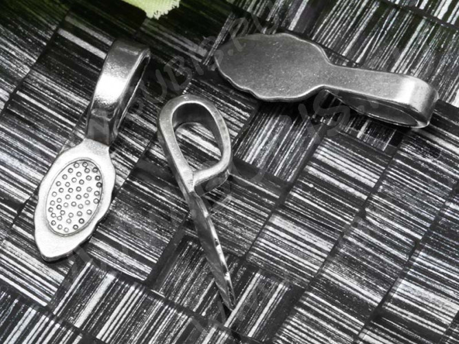 Бейл для приклеивания 02 листик 26*8*7мм античное серебро (литьё)