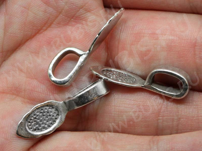 Бейл для приклеивания 02 листик 26*8*7мм античное серебро (литьё)