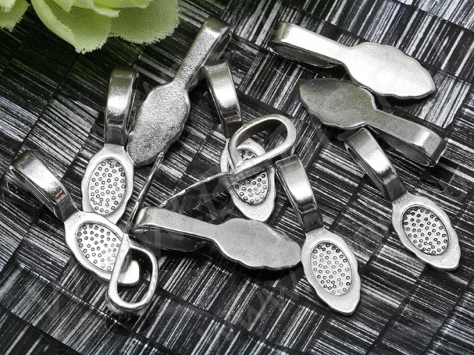 Бейл для приклеивания 02 листик 26*8*7мм античное серебро (литьё)