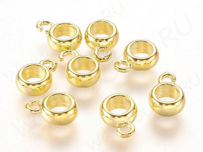 Бусина с петлёй 106 Бейл классический гладкий 11*8*3,8мм золотистый (LUX Китай) (Brass)