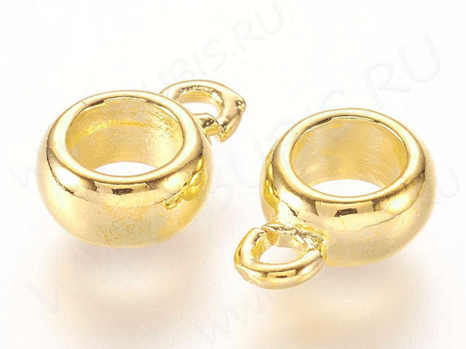 Бусина с петлёй 106 Бейл классический гладкий 11*8*3,8мм золотистый (LUX Китай) (Brass)