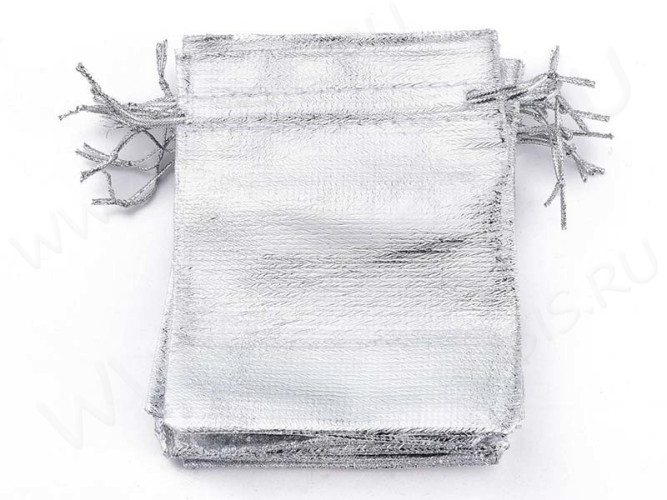 Мешочек органза 20 непрозрачный 120*90мм СЕРЕБРИСТЫЙ (упаковка для украшений) (5шт)