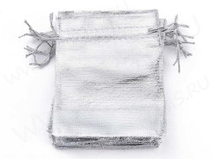 Мешочек органза 20 непрозрачный 120*90мм СЕРЕБРИСТЫЙ (упаковка для украшений) (5шт)
