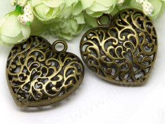 Подвеска Сердечко 65 3D Кулон ажурный 50*48,5*15,5мм античная бронза (литьё)