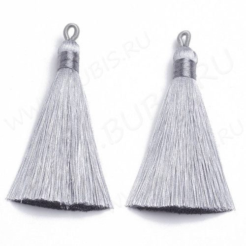 Декоративный элемент 078 Кисть струящаяся 90*9мм светло-серая "серебристая" (декоративные элементы) (1 ПАРА)
