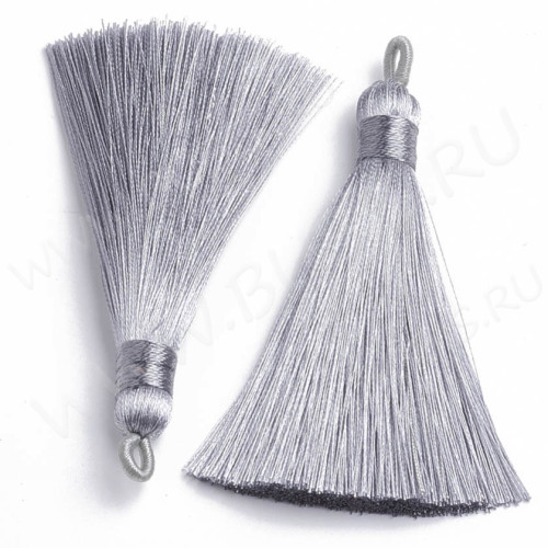 Декоративный элемент 078 Кисть струящаяся 90*9мм светло-серая "серебристая" (декоративные элементы) (1 ПАРА)