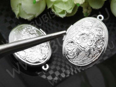 Подвеска Медальон 02 овальный 34*24*7мм серебристый (Brass)