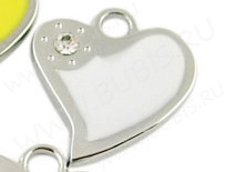 Подвеска Сердечко 28 со стразом 22*20*2мм белое (цветные подвески)